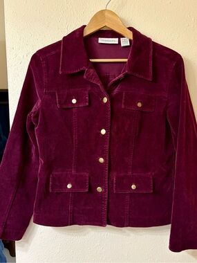 Chadwicks Women's Deep Wine Corduroy Button Jacket